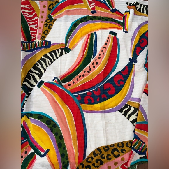 Farm Rio FARM Rio Beach Vibrant Multi Banana Sarong Wrap Scarf Beaded Fringe - Picture 13 of 15